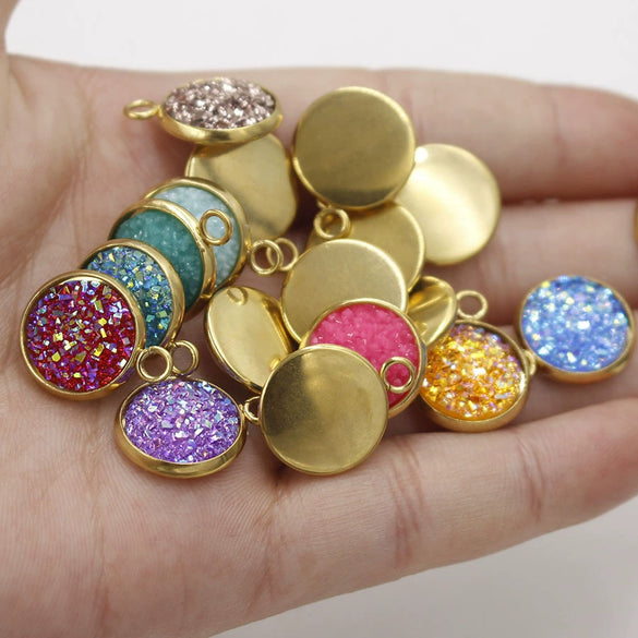 Stainless Steel Resin Baby's Breath Pendant Necklace Bracelet Jewelry Accessories Electroplated