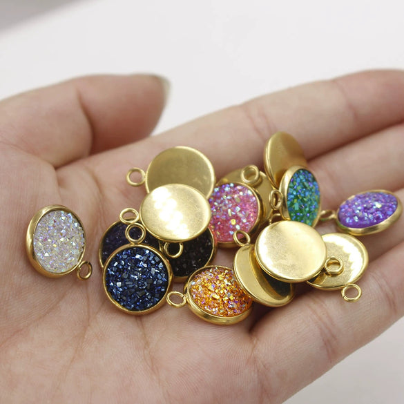Stainless Steel Resin Baby's Breath Pendant Necklace Bracelet Jewelry Accessories Electroplated
