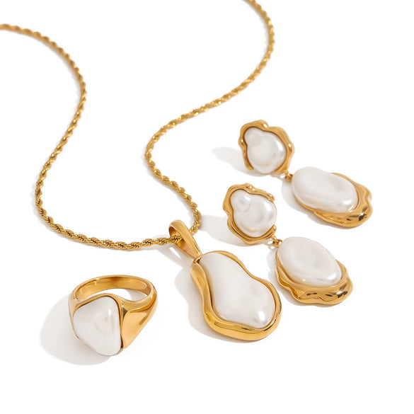 Stainless Steel Resin Jewelry With Geometric Pattern And Electroplating Process For Women