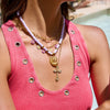 Stainless Steel Retro Animal Geometric Conch Pendant Necklace With Electroplating For Women
