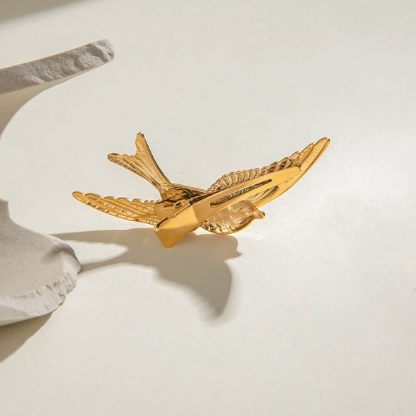 Stainless Steel Retro Bird Hairpin Hair Accessories For Women With Electroplating Design