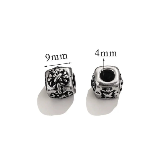 Stainless Steel Retro Black Pattern Handwoven Rope Beaded Bracelet Jewelry With 18K Gold Vacuum Plating