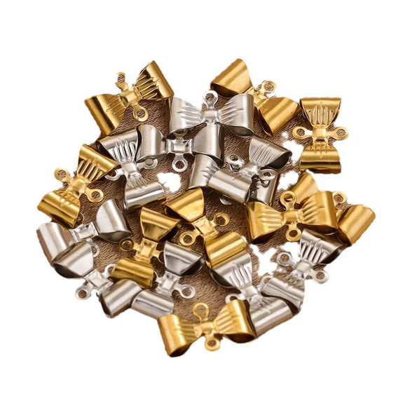 Stainless Steel Retro Double Hole Bow Jewelry Accessories Pendant For Diy Necklace And Bracelet Making With Electroplating