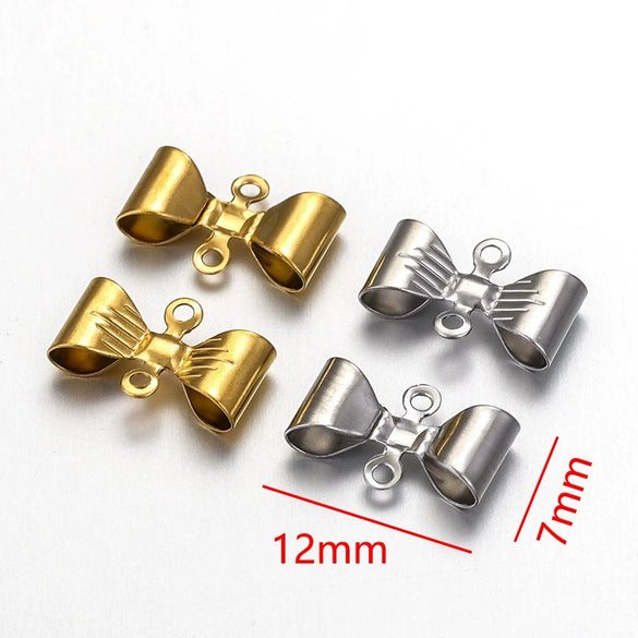 Stainless Steel Retro Double Hole Bow Jewelry Accessories Pendant For Diy Necklace And Bracelet Making With Electroplating