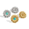 Stainless Steel Retro Flower Earrings For Women With Electroplating Design