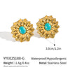 Stainless Steel Retro Flower Earrings For Women With Electroplating Design