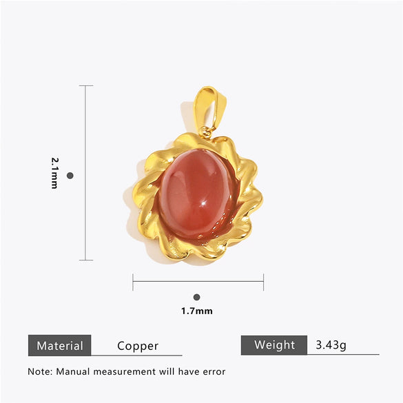 Stainless Steel Retro Geometric Colorful Stone Pendant Handmade Jewelry Accessories