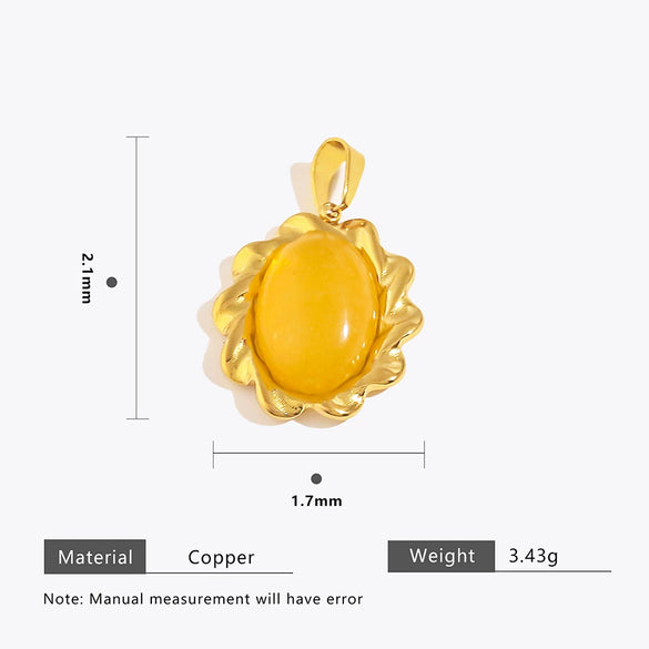 Stainless Steel Retro Geometric Colorful Stone Pendant Handmade Jewelry Accessories