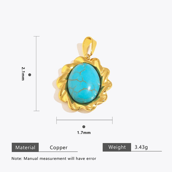 Stainless Steel Retro Geometric Colorful Stone Pendant Handmade Jewelry Accessories