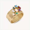 Stainless Steel Retro Geometric December Birthstone Ring With Colored Zircon And Electroplating