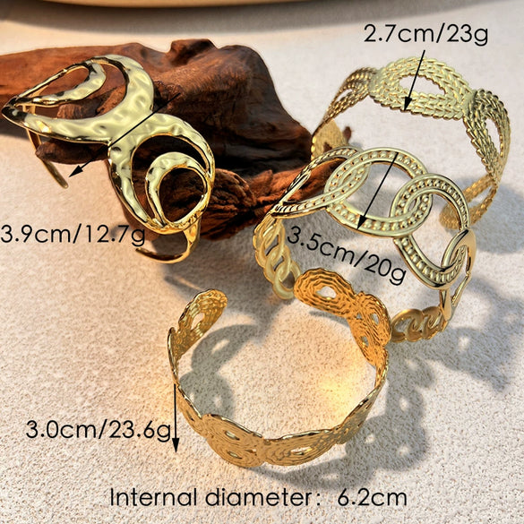 Stainless Steel Retro Geometric Hollow Electroplated Bracelet Jewelry