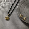 Stainless Steel Retro Old Design Neutral Style Electroplating Necklace And Earrings Set