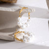 Stainless Steel Retro Pearl Geometric Earrings With Electroplating For Women