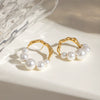 Stainless Steel Retro Pearl Geometric Earrings With Electroplating For Women