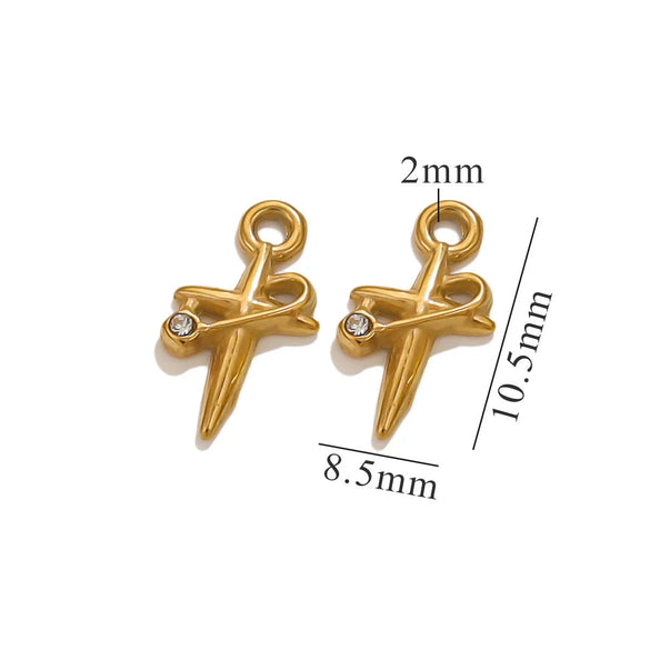 Stainless Steel Retro Starfish Love Diamond Pendant Bow Necklace Electroplating Jewelry Accessories