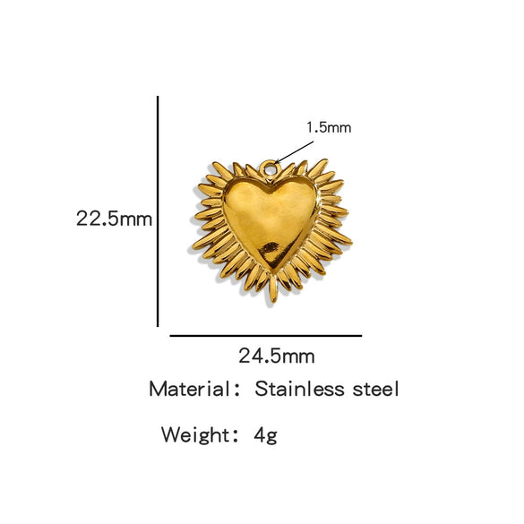 Stainless Steel Retro Style Heart Pendant Electroplating Process Bracelet Necklace Diy Accessories