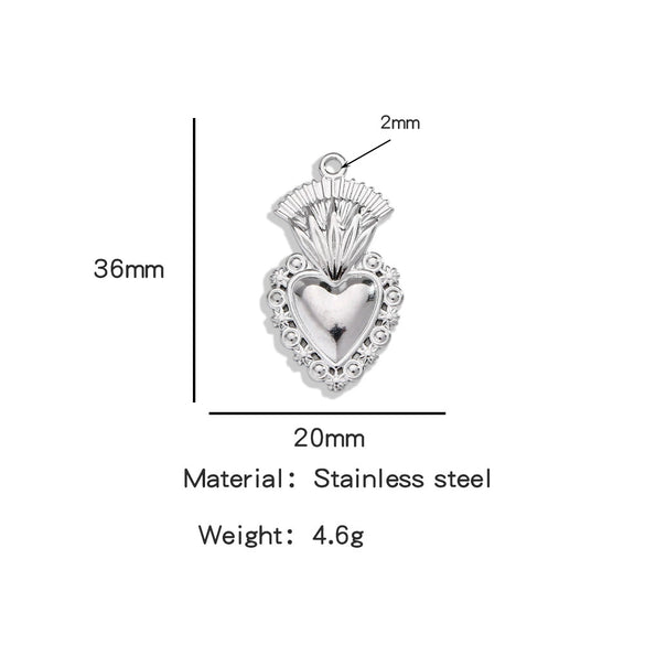 Stainless Steel Retro Style Heart Pendant Electroplating Process Bracelet Necklace Diy Accessories
