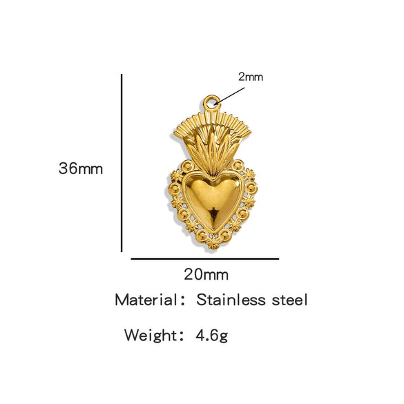 Stainless Steel Retro Style Heart Pendant Electroplating Process Bracelet Necklace Diy Accessories