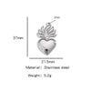 Stainless Steel Retro Style Heart Pendant Electroplating Process Bracelet Necklace Diy Accessories