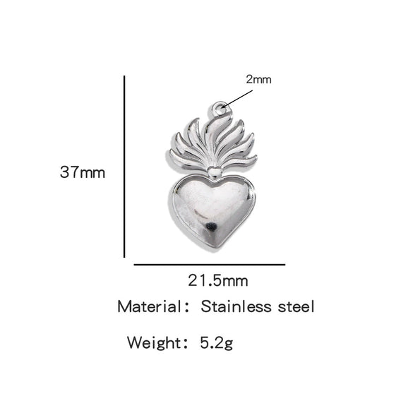 Stainless Steel Retro Style Heart Pendant Electroplating Process Bracelet Necklace Diy Accessories