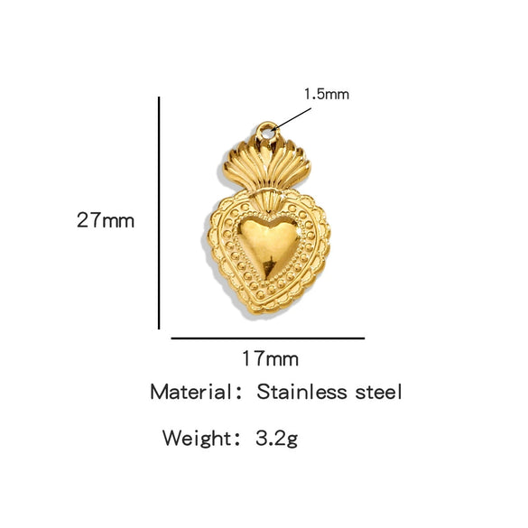 Stainless Steel Retro Style Heart Pendant Electroplating Process Bracelet Necklace Diy Accessories