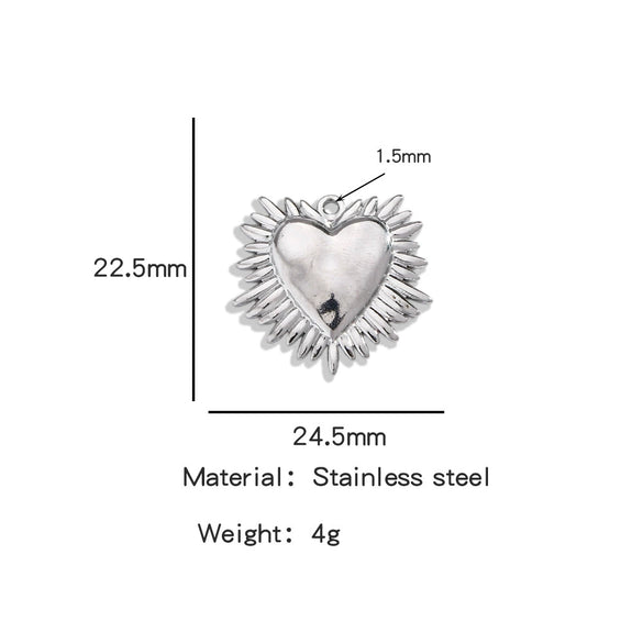 Stainless Steel Retro Style Heart Pendant Electroplating Process Bracelet Necklace Diy Accessories