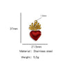 Stainless Steel Retro Style Heart Pendant Oil Dripping Electroplating Craft Bracelet Necklace Diy Accessories