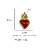 Stainless Steel Retro Style Heart Pendant Oil Dripping Electroplating Craft Bracelet Necklace Diy Accessories