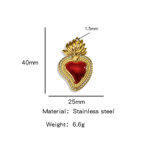 Stainless Steel Retro Style Heart Pendant Oil Dripping Electroplating Craft Bracelet Necklace Diy Accessories