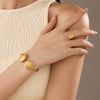 Stainless Steel Retro Style Starfish Scallop Open Bracelet Ring Suit With Electroplating