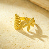 Stainless Steel Retro Style Starfish Scallop Open Bracelet Ring Suit With Electroplating