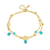 Stainless Steel Retro Turquoise Pendant Tree Of Life Double Layer Women's Anklet