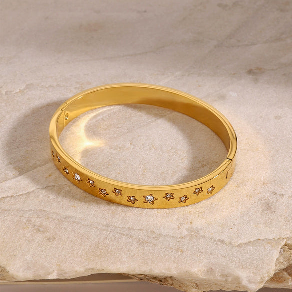 Stainless Steel Rhinestone Bracelet Electroplated