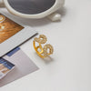 Stainless Steel Rhinestone Geometric Ring For Women With Electroplating
