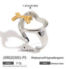 Stainless Steel Rhinestone Geometric Ring For Women With Electroplating