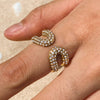 Stainless Steel Rhinestone Geometric Ring For Women With Electroplating