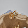 Stainless Steel Rhinestone Geometric Ring For Women With Electroplating