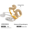 Stainless Steel Rhinestone Geometric Ring For Women With Electroplating