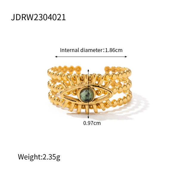 Stainless Steel Rhinestone Geometric Ring For Women With Electroplating