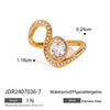 Stainless Steel Rhinestone Irregular Wave Geometric Ring Electroplated For Women