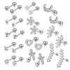 Stainless Steel Rhombus Threaded Piercing Ear Bone Nail Cartilage Earrings Set