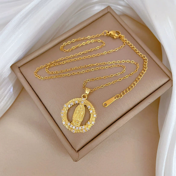 Stainless Steel Ring And Clavicle Chain With Geometric Pattern Light Luxury Style Unisex