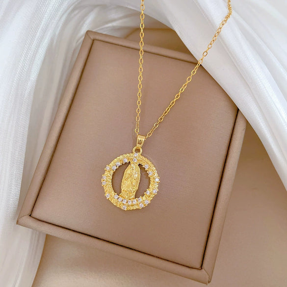 Stainless Steel Ring And Clavicle Chain With Geometric Pattern Light Luxury Style Unisex