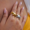 Stainless Steel Ring Fivepointed Star Engraved Letters Electroplating Light Luxury Women's