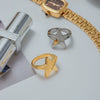 Stainless Steel Ring Fivepointed Star Engraved Letters Electroplating Light Luxury Women's