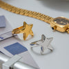 Stainless Steel Ring Fivepointed Star Engraved Letters Electroplating Light Luxury Women's