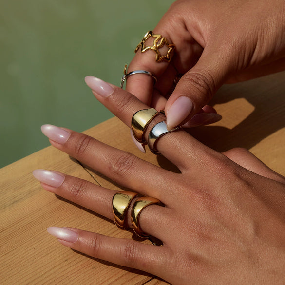 Stainless Steel Ring For Women Geometric Design Electroplating Minimalist Style