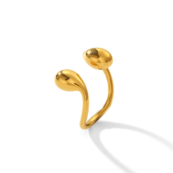 Stainless Steel Ring For Women With Drop Shape And Geometric Pattern Electroplated Design