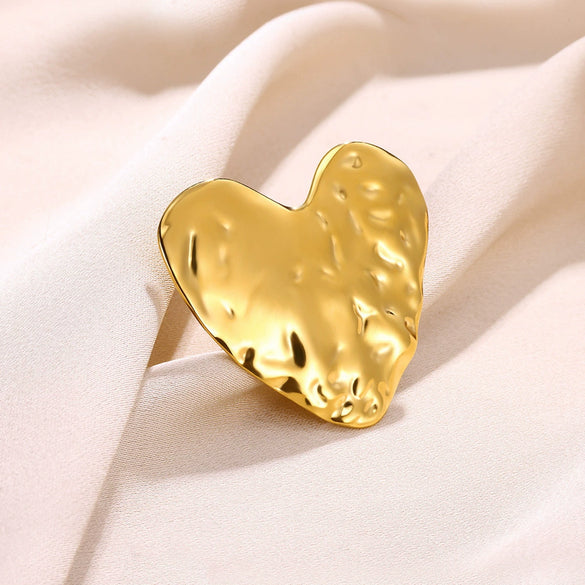 Stainless Steel Ring Geometric Design Heart Shape Electroplated