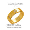 Stainless Steel Ring Geometric Pattern Real Gold Plated Women's